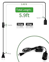 Vista 3 de HESSION - Cable de extensión colgante para farol, cable de lámpara de 5.9 pies, máximo 360 W, interruptor de encendido/apagado E26/E27, iluminación