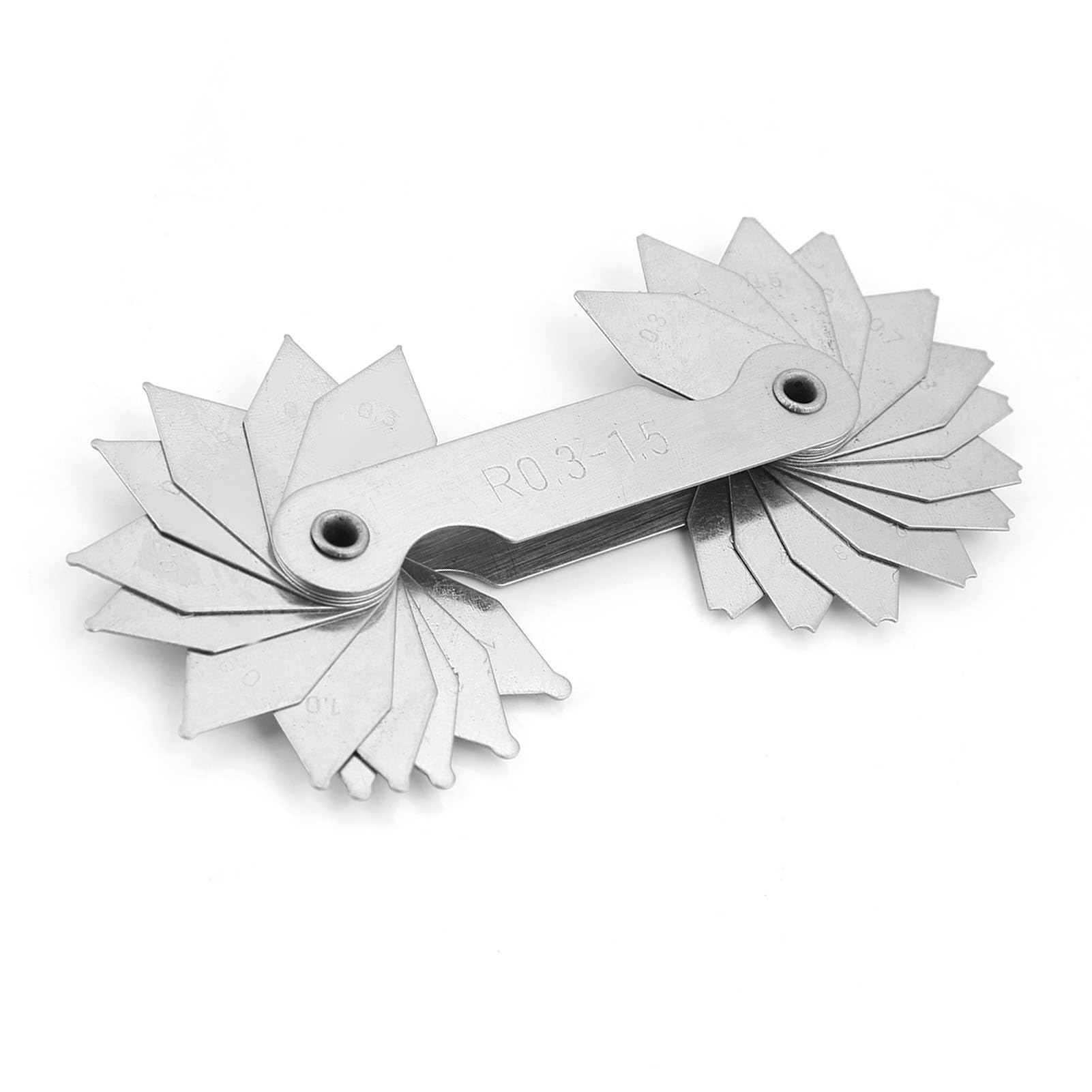 Stainless Steel Radius Set, Measure Concavity R0.3-R25, with Caliper Tool for Radius Measurement and Radius