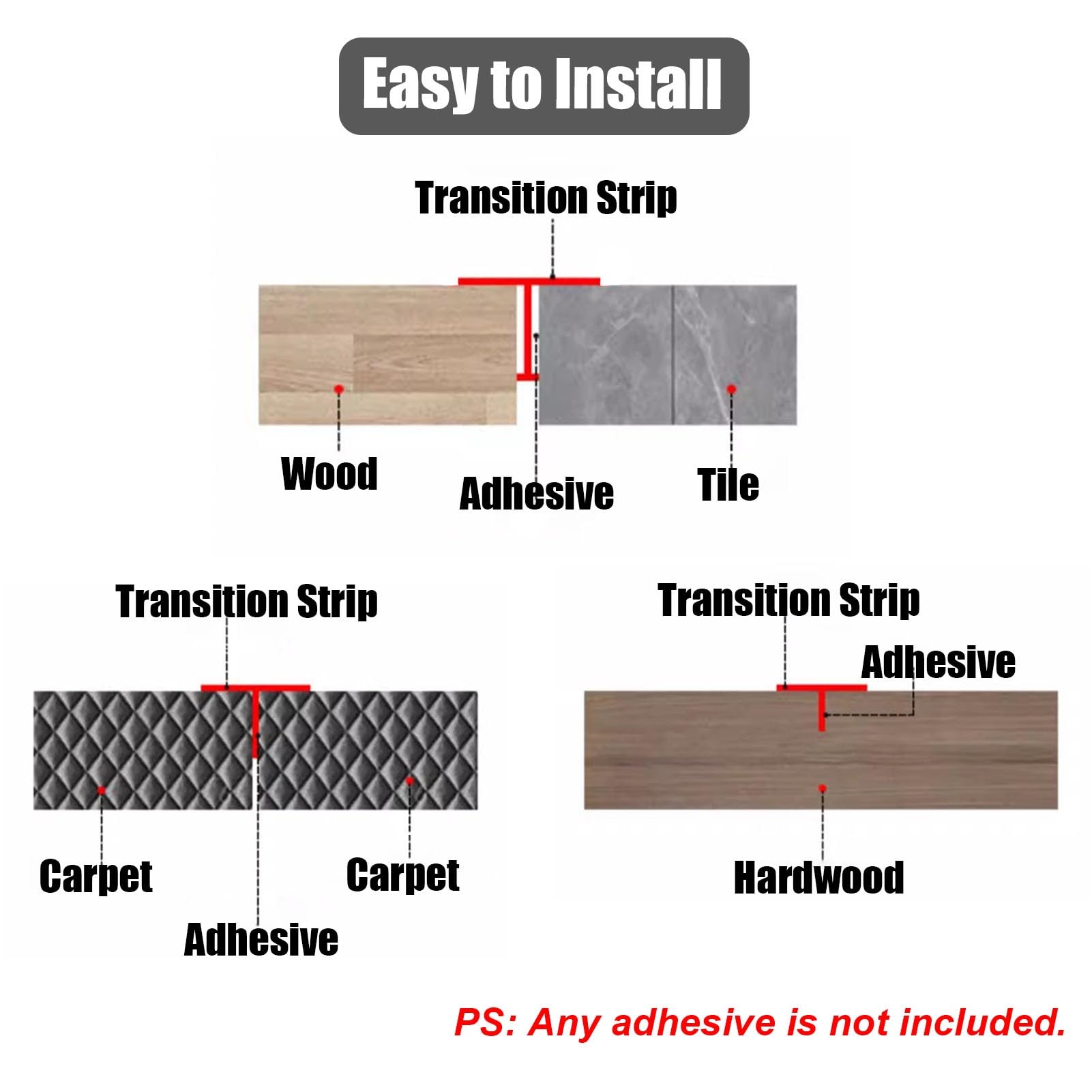 Barre de Seuil Bande de Transition de Sol Extra-étroite en Laiton, Bordure de Transition en T pour Joint de Porte, Bande de Seuil de Porte Sans Joint, pour Parquet et Carrelage(W 12mm x H 6.3mm)