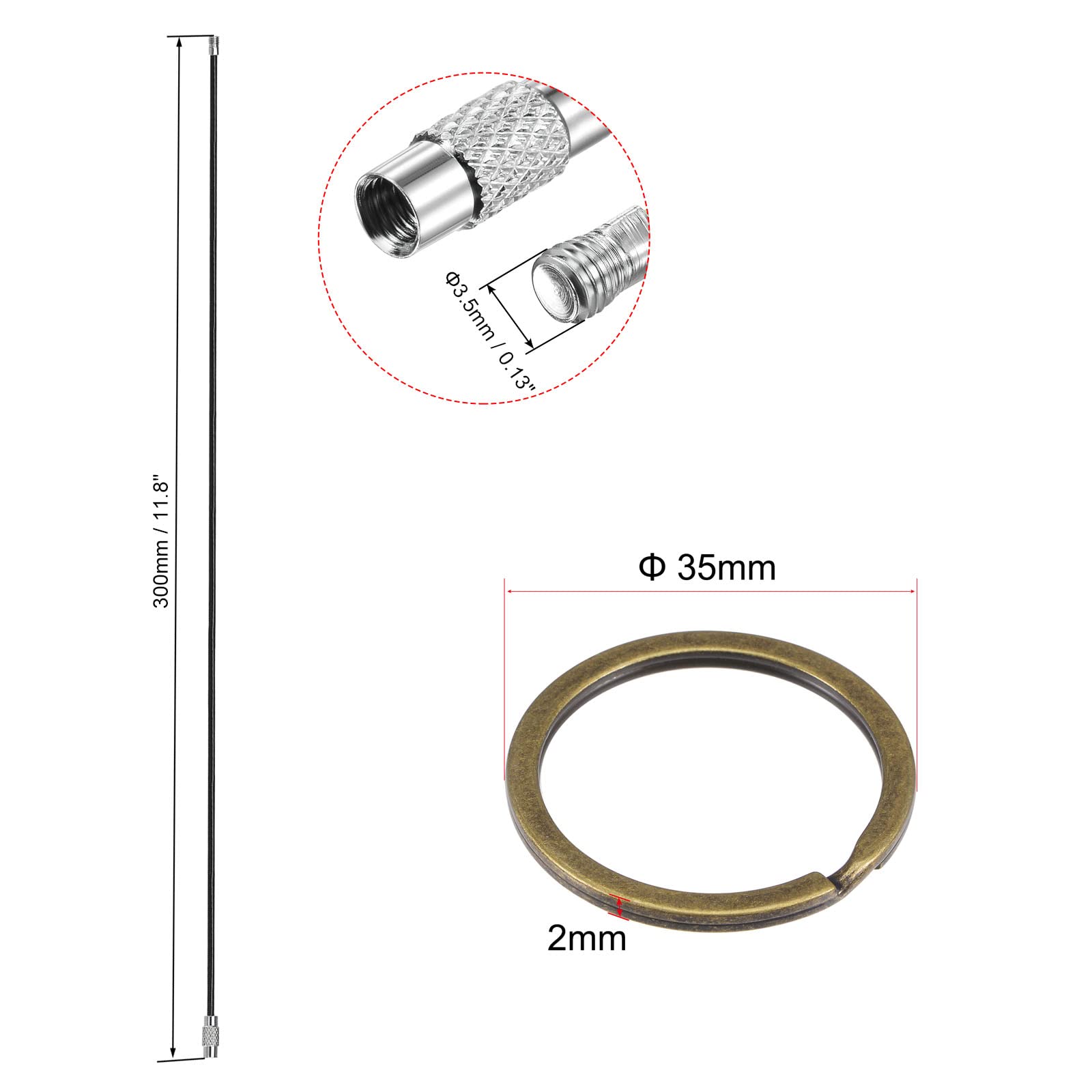 MECCANIXITY Stainless Steel Wire Keychain Cables 12