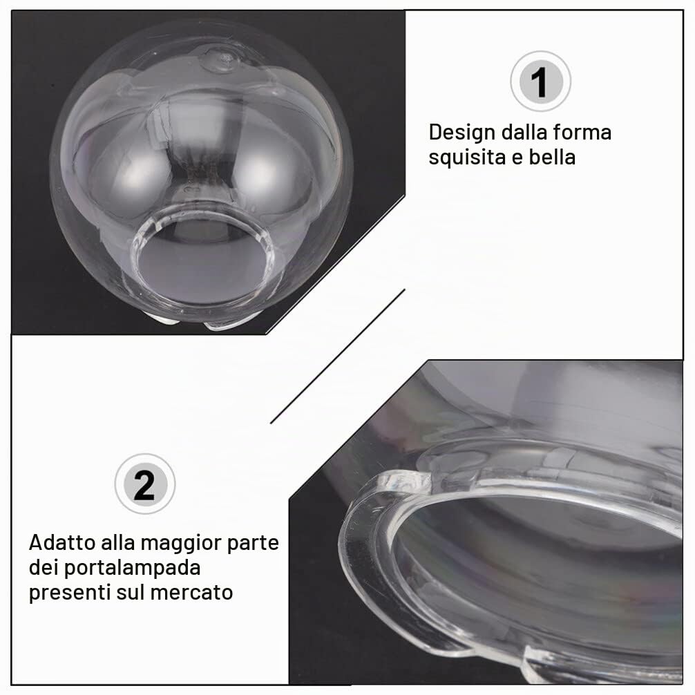 DOITOOL Lampione In Plastica Trasparente Con Globo Con Collo Montato Globo Luminoso Rotondo Palo Apparecchio Esterno Per Luce Giardino Esterna 20 Cm