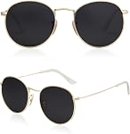 SOJOS Small Round Polarized Sunglasses for Women Men Classic Vintage Retro Frame UV Protection SJ1014