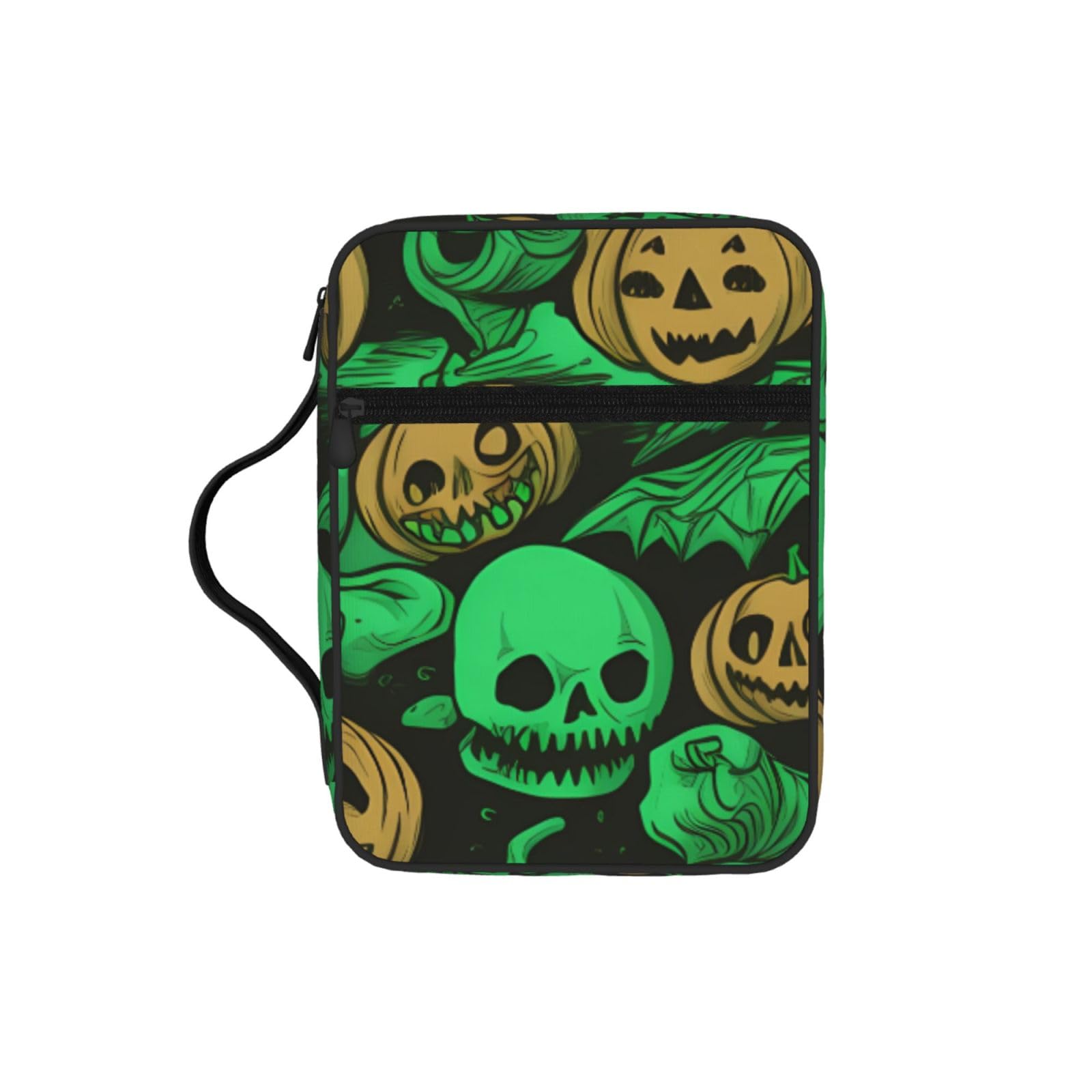 Green Ghost Horror Halloween Pumpkin Bible Cover Case Waterproof Bible Bag With Handle Organizer Storage Book Cover For Bible Study