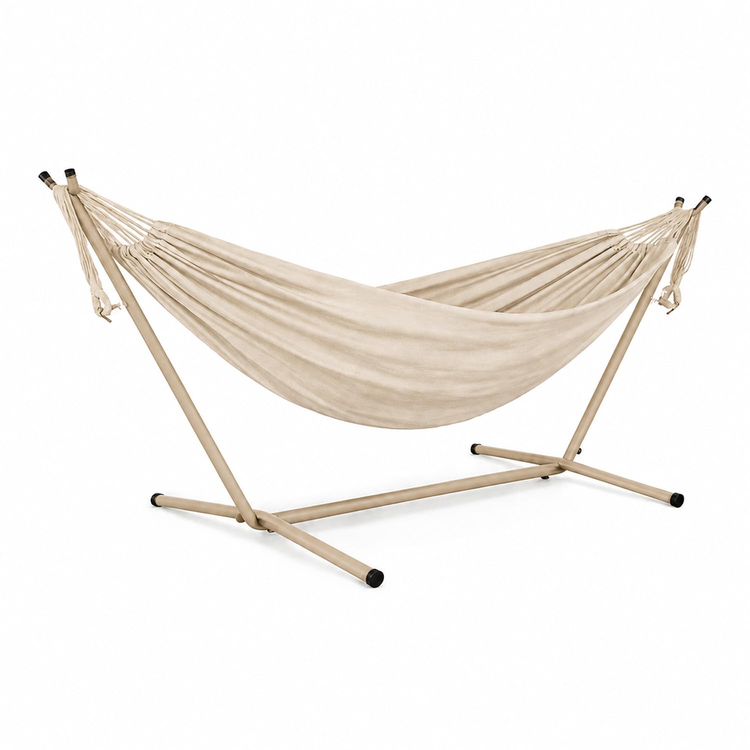 Amaca Da Giardino Con Supporto In Acciaio Beige Portata 200 Kg Altezza Regolabile Telo Cotone Resistente Amaca Brasiliana Esterno Terrazzo Piscina Balcone Con Borsa 265 x 110 x 100 Cm Beige