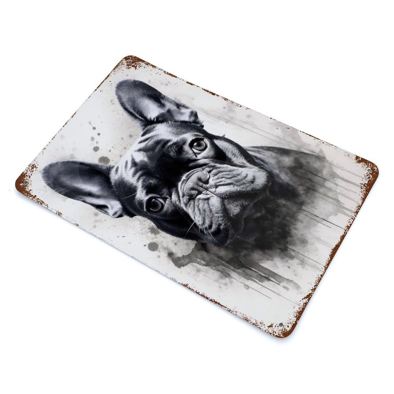 French Bulldog Watercolor Vintage Metal Tin Sign 11.8"x7.9", Ideal for Cafe, Home Bar And Lounge Decor