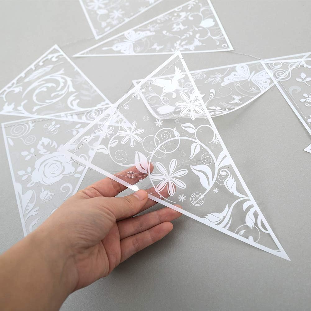 Cheerland White Floral Lace Pennant Banner Triangle Lace Bunting Garland Wedding Decoration Bridal Shower Decorations Anniversary Baby Baptisim Decor Home Indoor Outdoor Garden Tea Party Supplies 4Pcs - Image 7