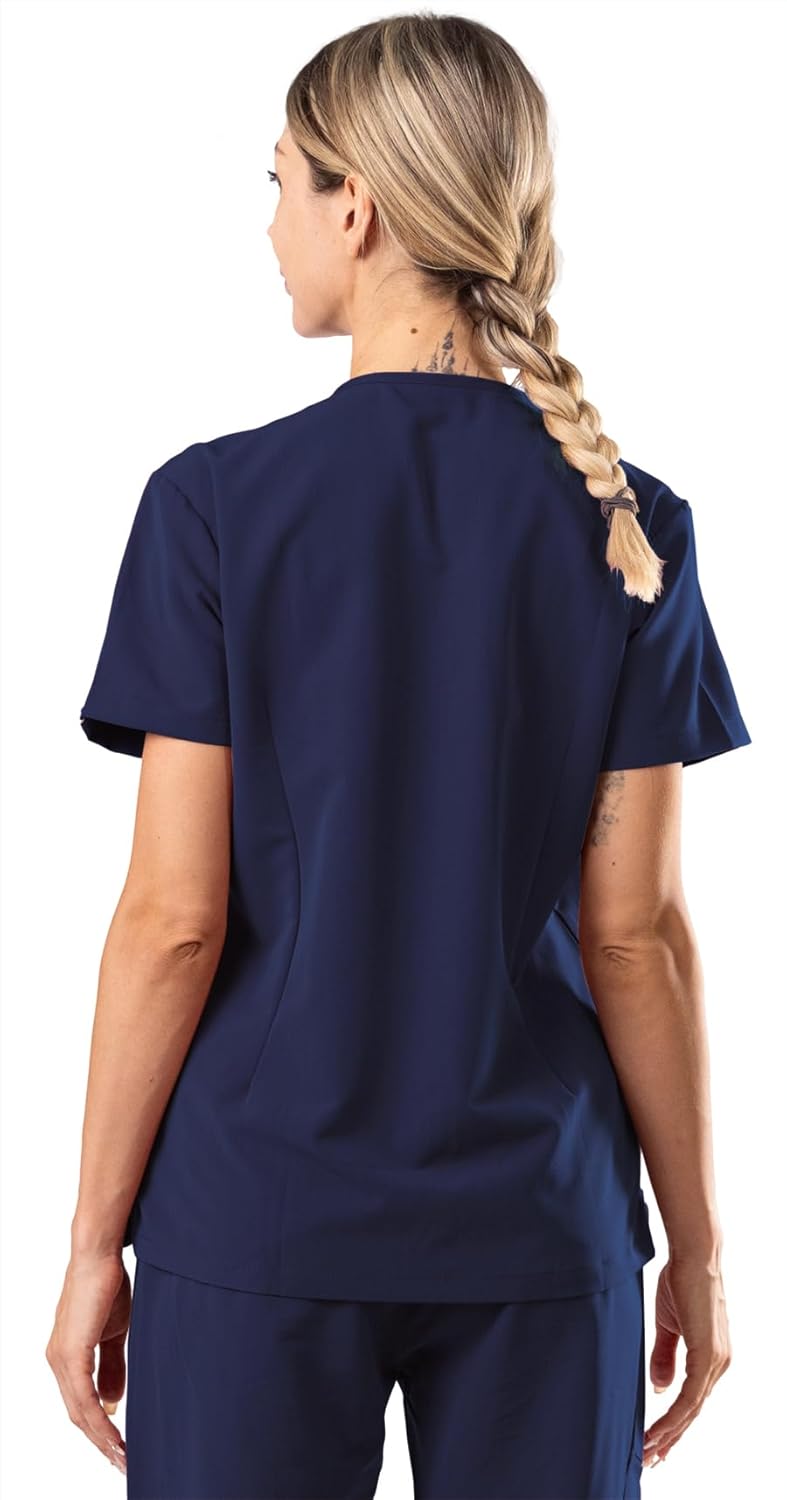 Scrub Tops for Women, V-Neck Medical Uniform Top with 4 Pockets, Soft Stretch and Durable Scrub Shirt - Image 2