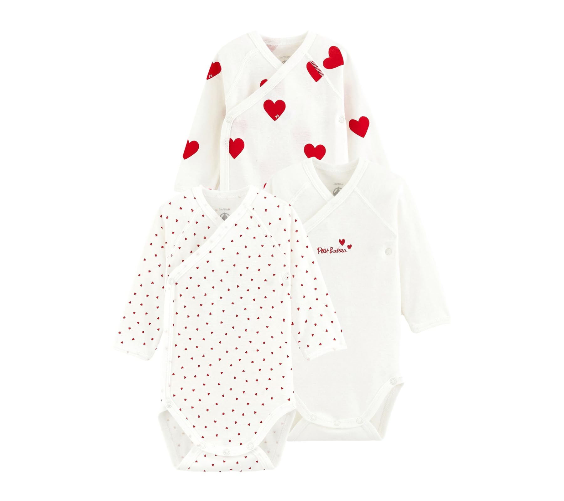 Petit Bateau Baby - Mädchen A00az Langarm-Body für Neugeborene (3er Pack)
