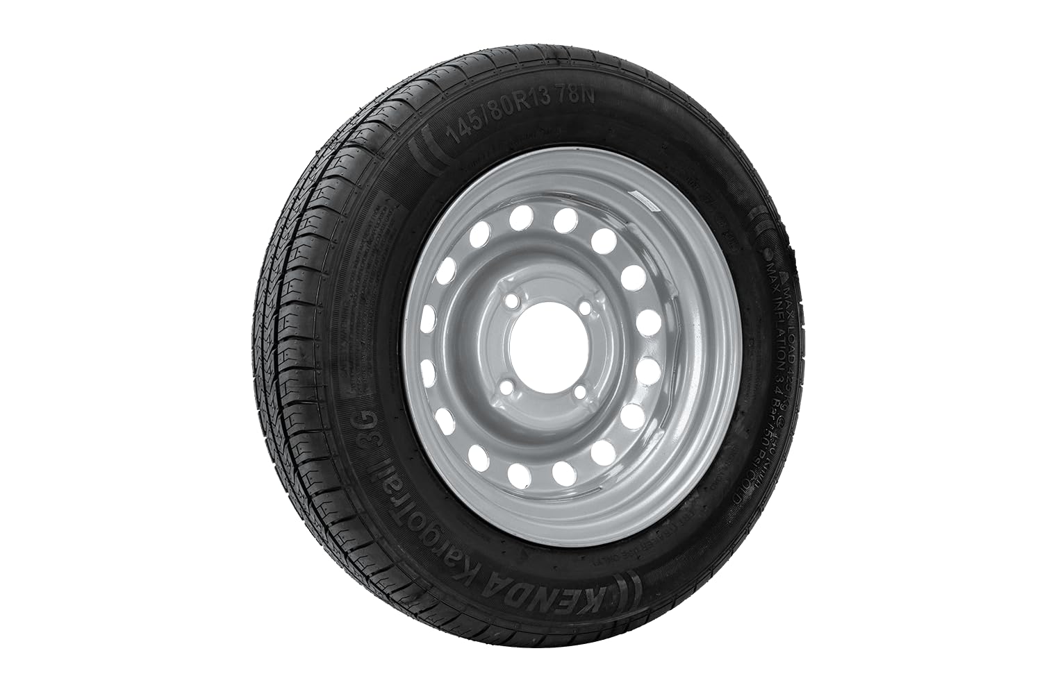 KENDA Ruota Completa per Rimorchio 145/80 R13 78N, Massima Stabilità e Sicurezza con Cerchio in Acciaio 4Jx13 H2 4x115 ET0 per Rimorchi Leggeri e da Campeggio