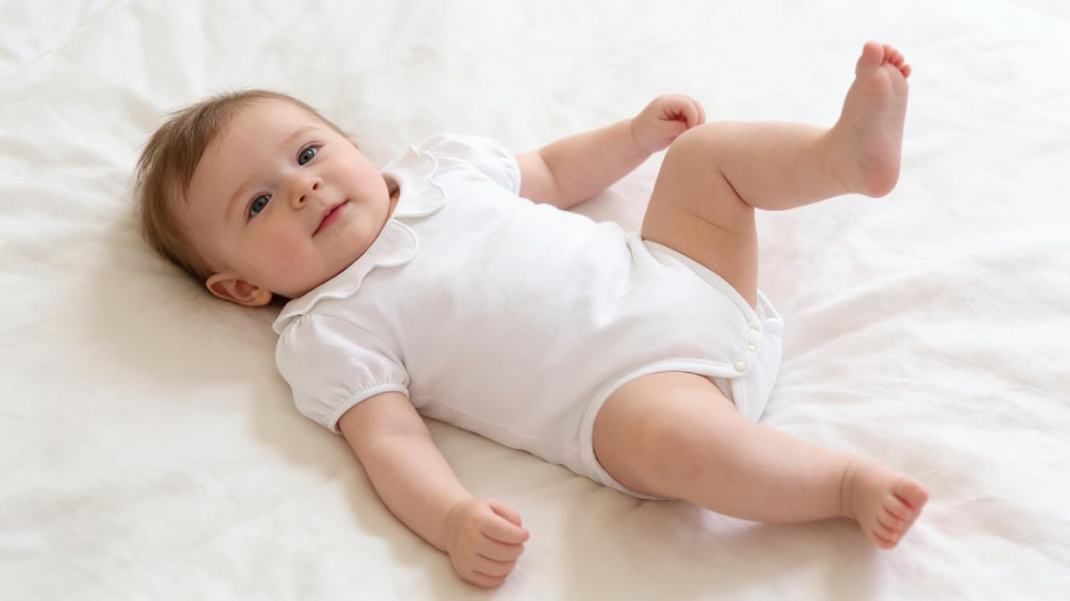 LYSMuch 0-24Mo Baby Girls Peter Pan Collar Bodysuit Toddler Ruffle Romper Short Sleeve Solid Color Clothes - Image 3