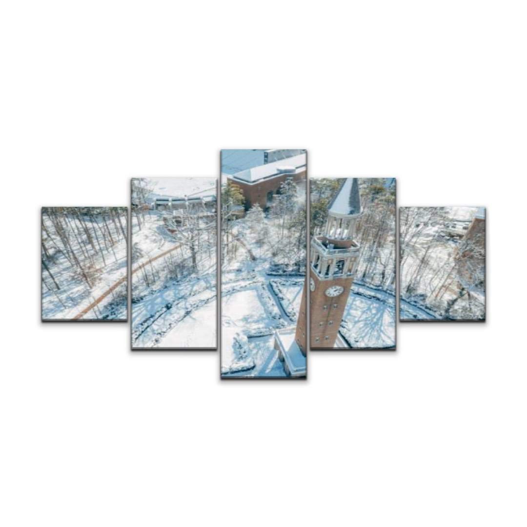 Skipvelo Aerial of UNC Chapel Hill in Winter Wall Art Canvas Prints Pictures Paintings Artwork Home Decor Stretched and Framed - 5 Pieces