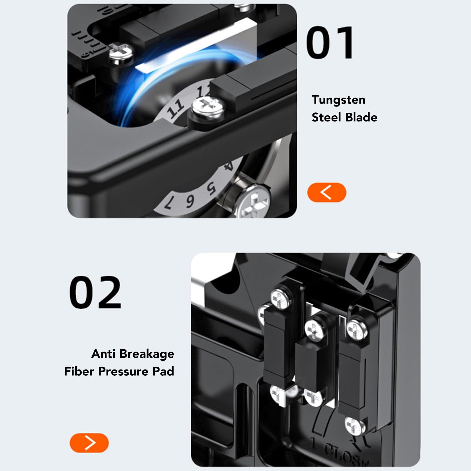 Cliveuse à fibre optique CHEOTIME, 16 points de coupe, coupe-fibre à retour automatique avec lame en tungstène à angle de 0,5°, fixation 3 en 1 pour épissure à froid et à chaud
