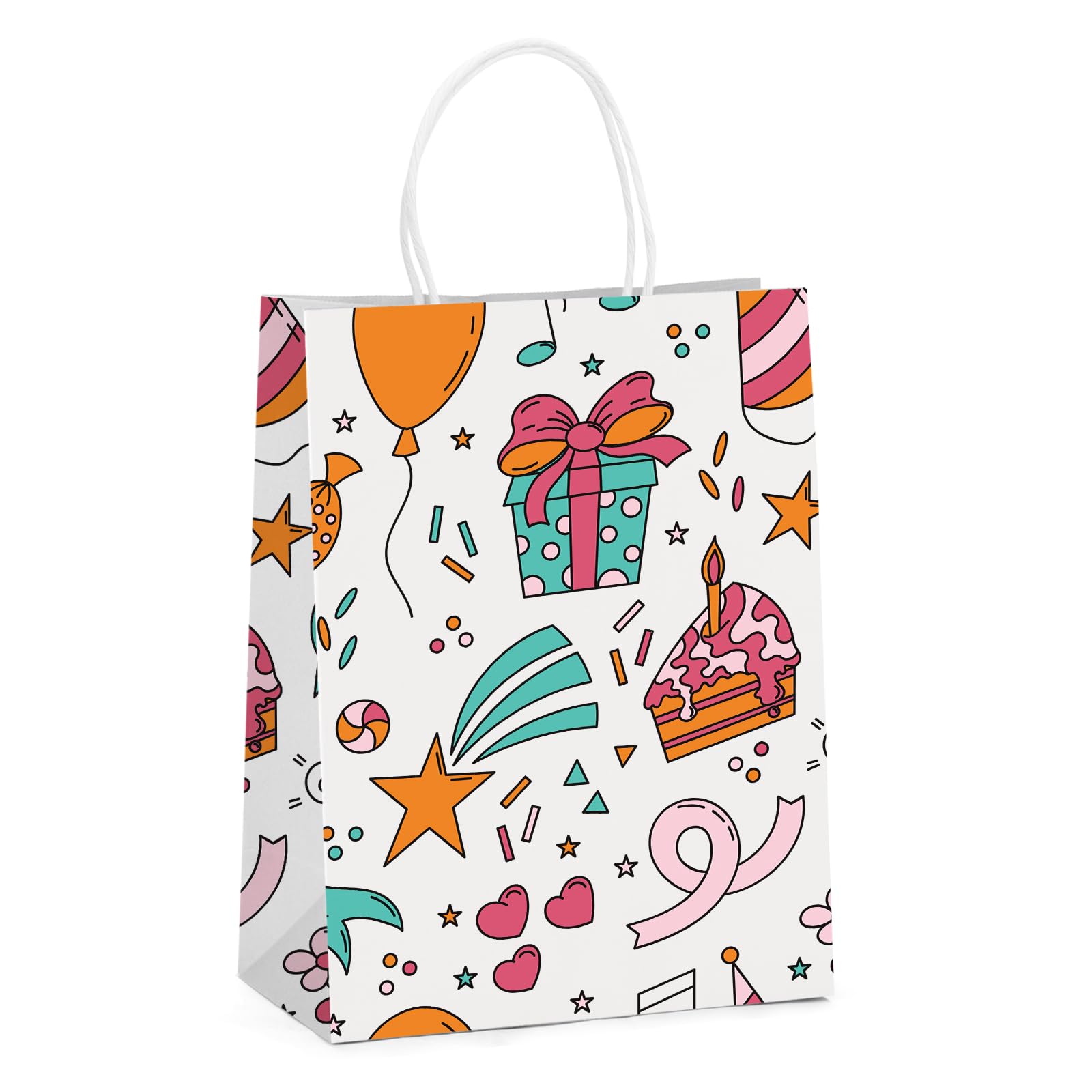 MESHA Small Gift Bags 15 Pcs 5.9X3.1X8.2 Paper Bags with Handles bulk, Party Favor Bags Paper Shopping Bags,Birthday Gift Bags,Colorful Retail bags,Recyclable Bags,Graduation Gift Bags