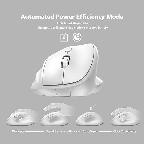 Miniatura 2 de Ratón inalámbrico ergonómico con receptor USB para PC, laptop y escritorio, mouse vertical con clics silenciosos, duración de la batería de