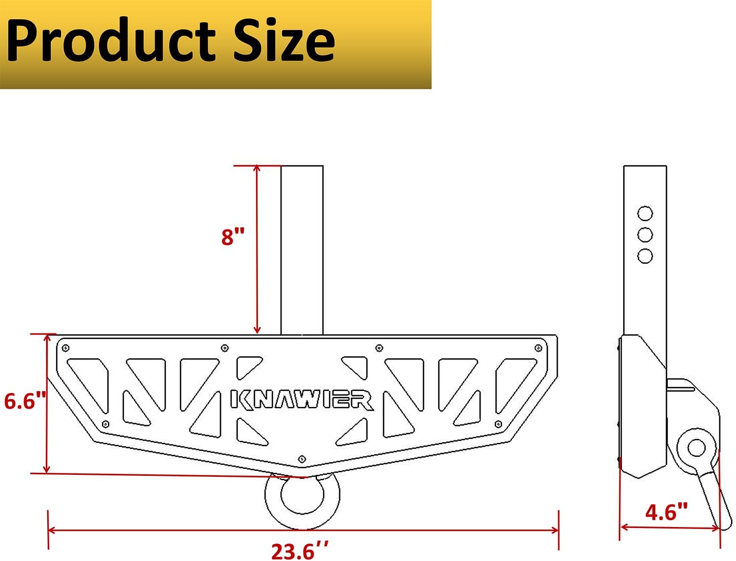 Hitch Step Compatible with SUV&Pickup Truck&Van with 2 Inch Hitch Receiver,Towing Rear Bumper Protector Guard,Step Bar,Textured Black Powder, Pin Lock,Stabilizer,Tow Hook - Image 6
