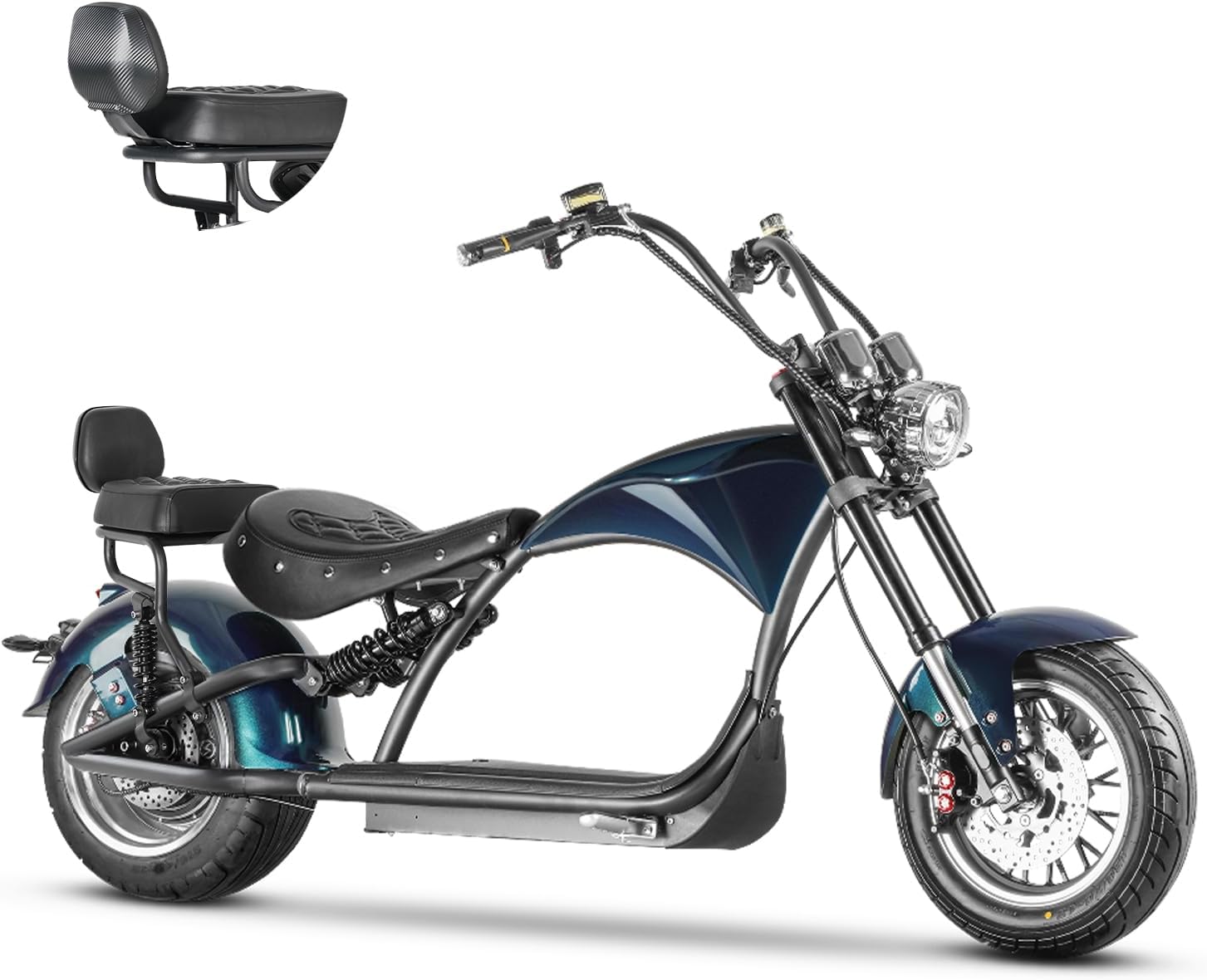 eAhora M1 2 Seater 2000W Electric Motorcycle for Adults,37MPH 60V 30Ah Battery 40 Miles Long Range Full Suspension Dual Hydraulic Brakes, Street Legal Electric Motorcycle
