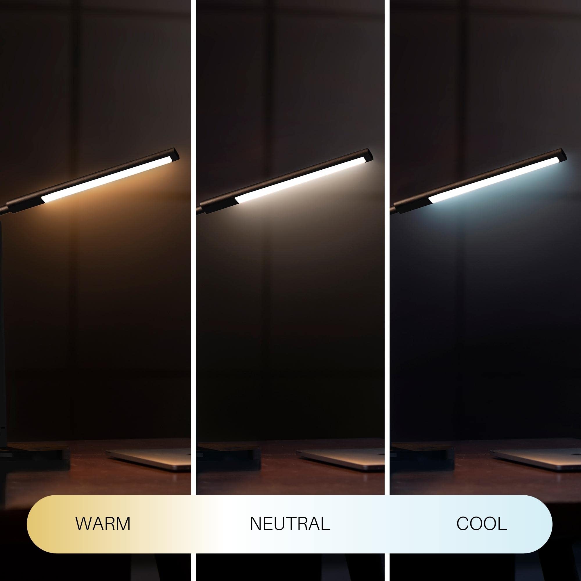 BLUCO KODA Flexo Led Regulable con Control Táctil. Lámpara de Escritorio con Cargador Inalámbrico para Móviles. Flexo Articulable Negro para Estudio y Oficina. Lámpara de Lectura Moderna de 15W