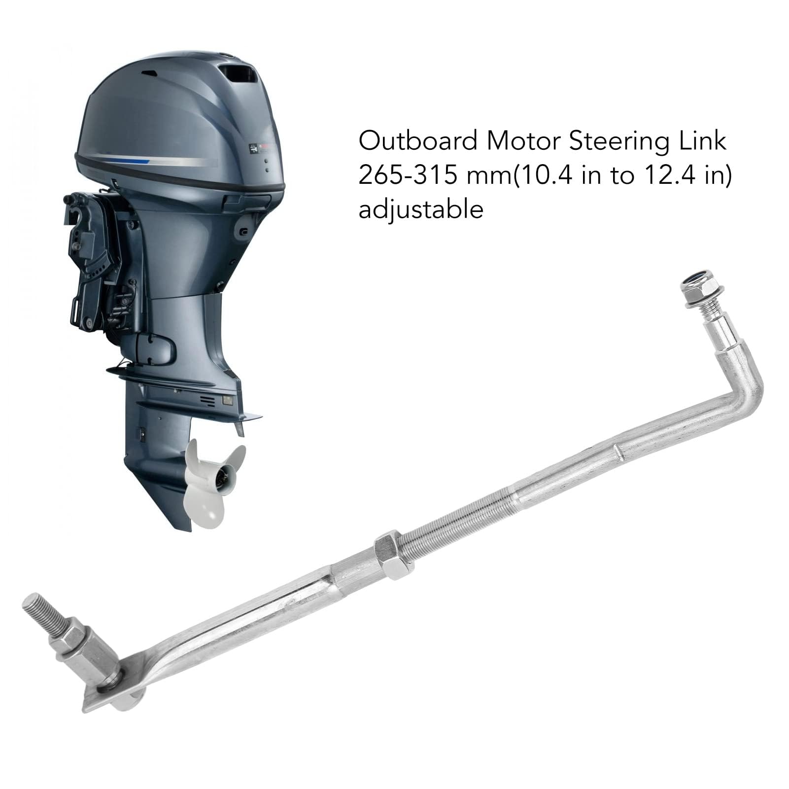 Außenbordmotor-Lenkstange 265–315 mm, Außenborder-Lenker Verstellbar Edelstahl Universal-Außenborder-Lenkarm Spurstange für 15 PS Bis 200 PS Außenbordmotoren