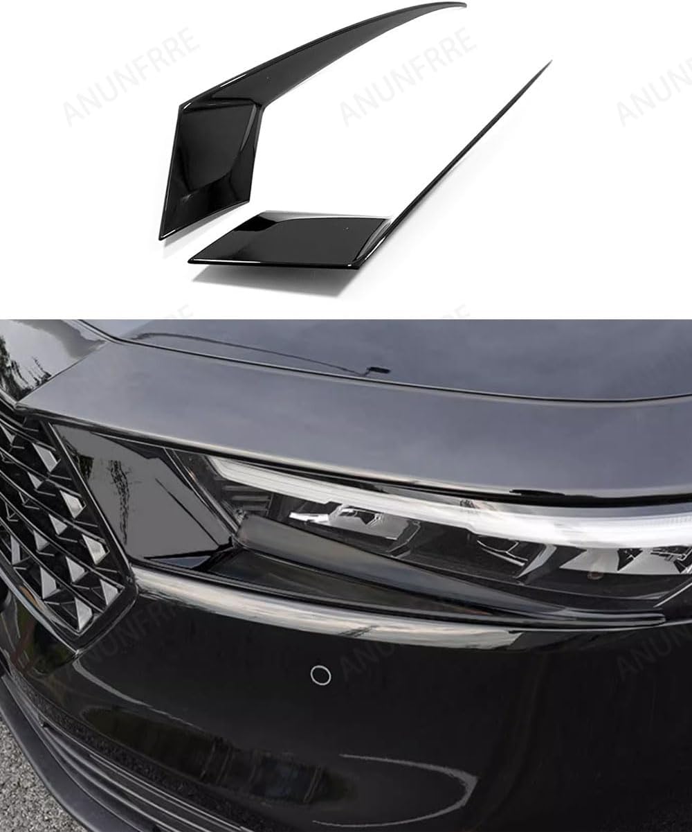 Car Accessories Fit for Honda Accord 11th Gen 2023 2024 ABS Exterior Headlight Head Light Lamp Eyebrow Cover Trim 2PCS Set（Carbon Fiber）
