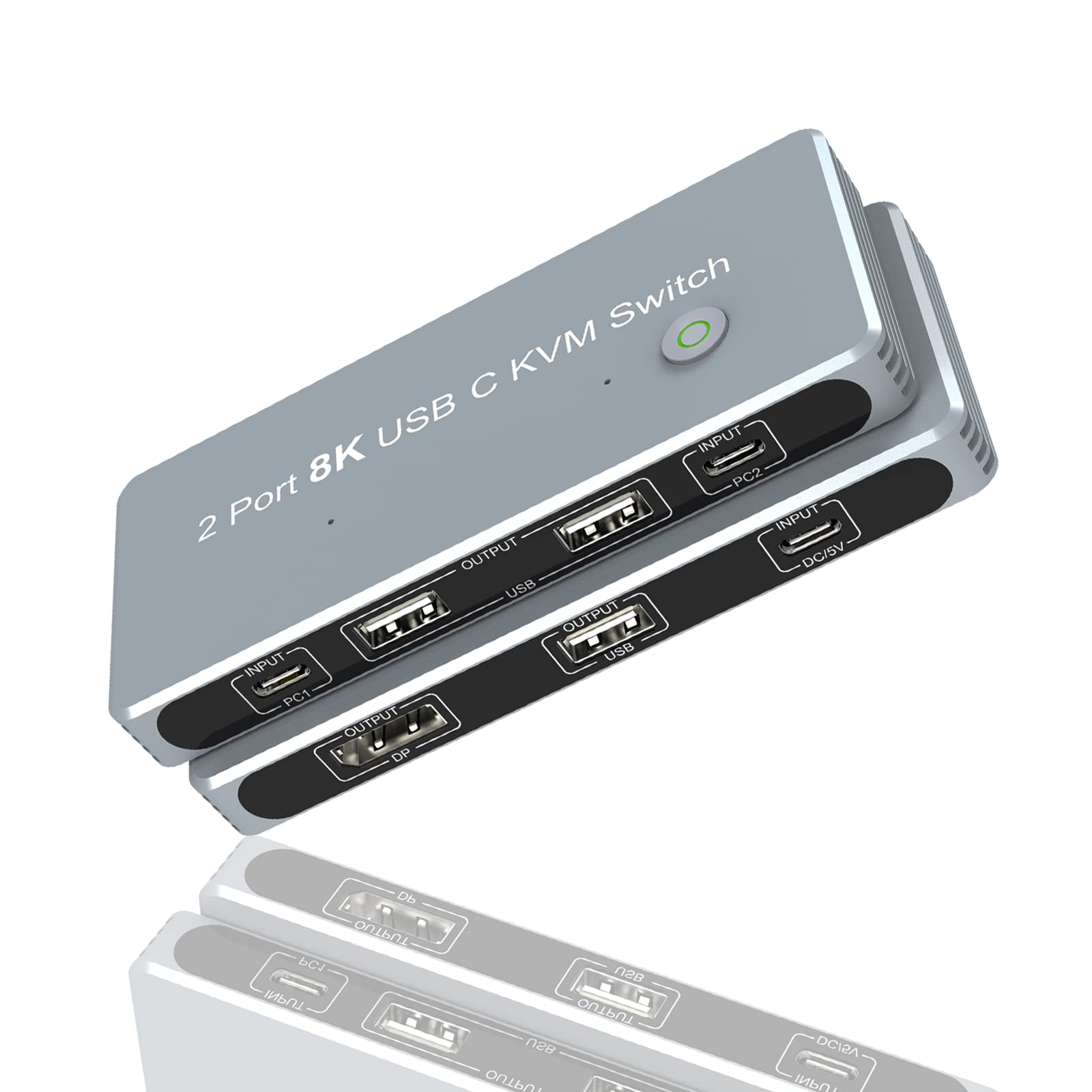 USB C KVM Switch Selector, 4K / 8K KVM Switches for 2 Computers Share Dual HD Monitor Keyboard Print
