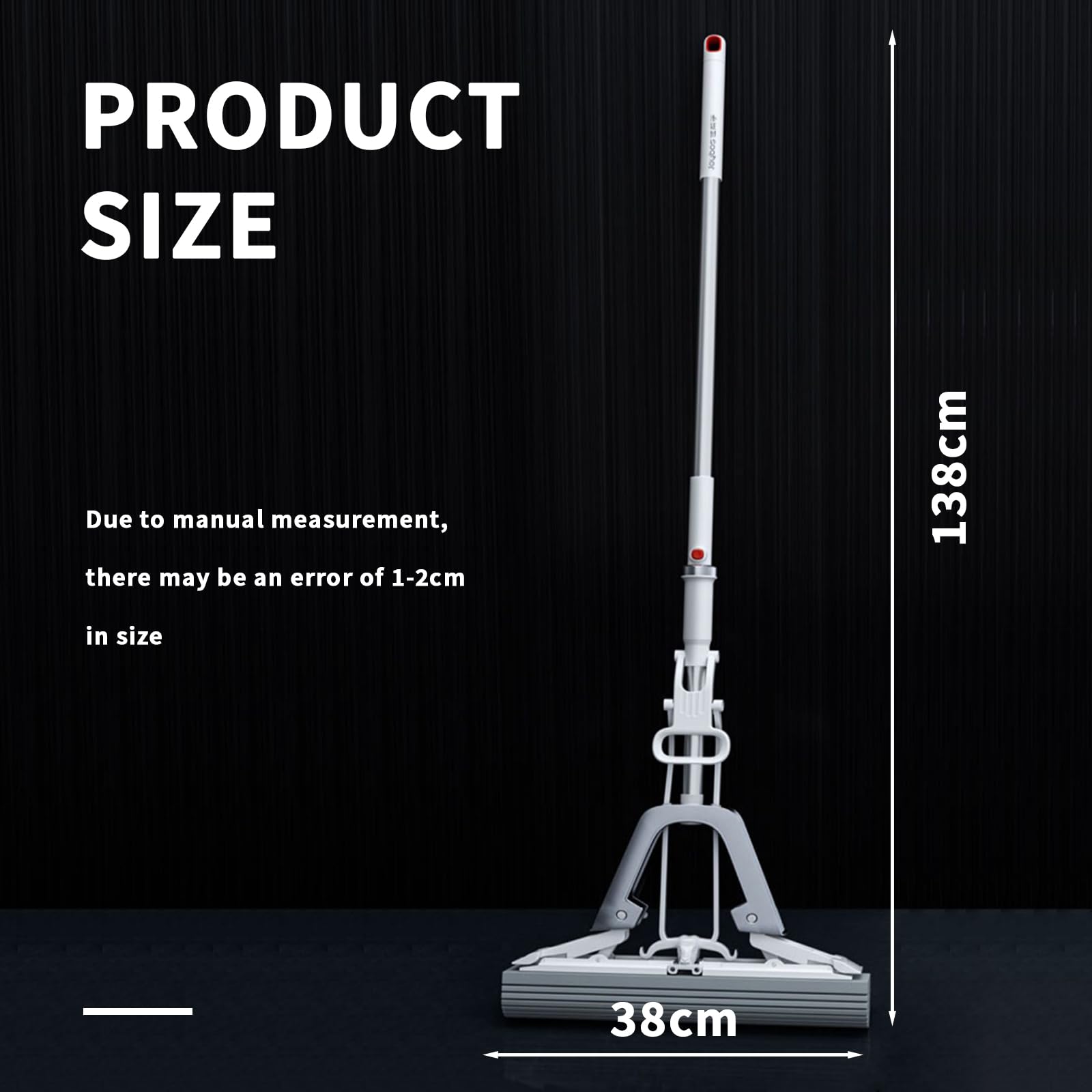 Easy Wischmopp, Bodenwischer，Schwammwischer mit 138cm Stiel Saugfähig Schwamm Bodenwischer mit Breite 38CM Schwammköpfe,für Fliesen,Laminat,Hartholz Böden Reinigung