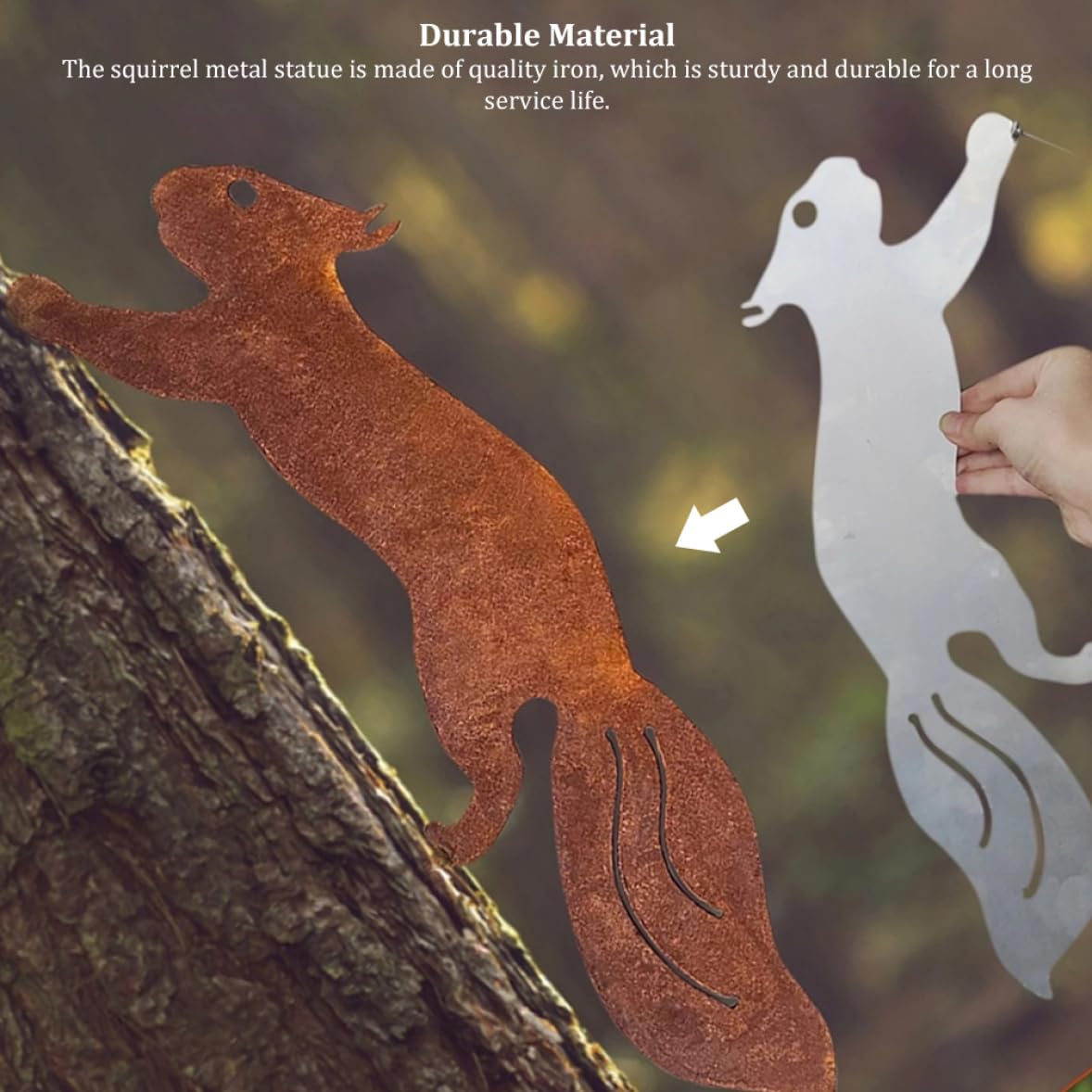 Écureuil rouillé déco de jardin pour piquet d'arbre et cour animée