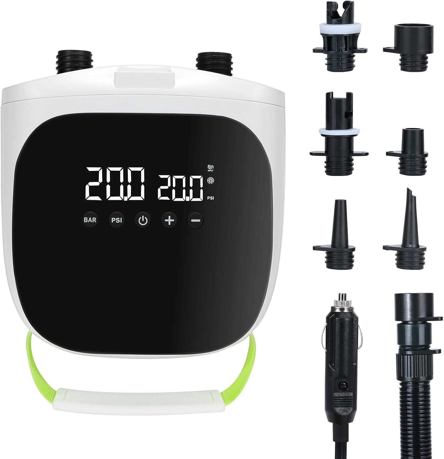 Electric Paddle Board Pump – 20PSI High-Pressure Electric SUP Pump Air Pump with Auto Shutoff, Dual-Stage Inflation for Paddle Boards, Kayaks, Tents, Boats & Inflatables White