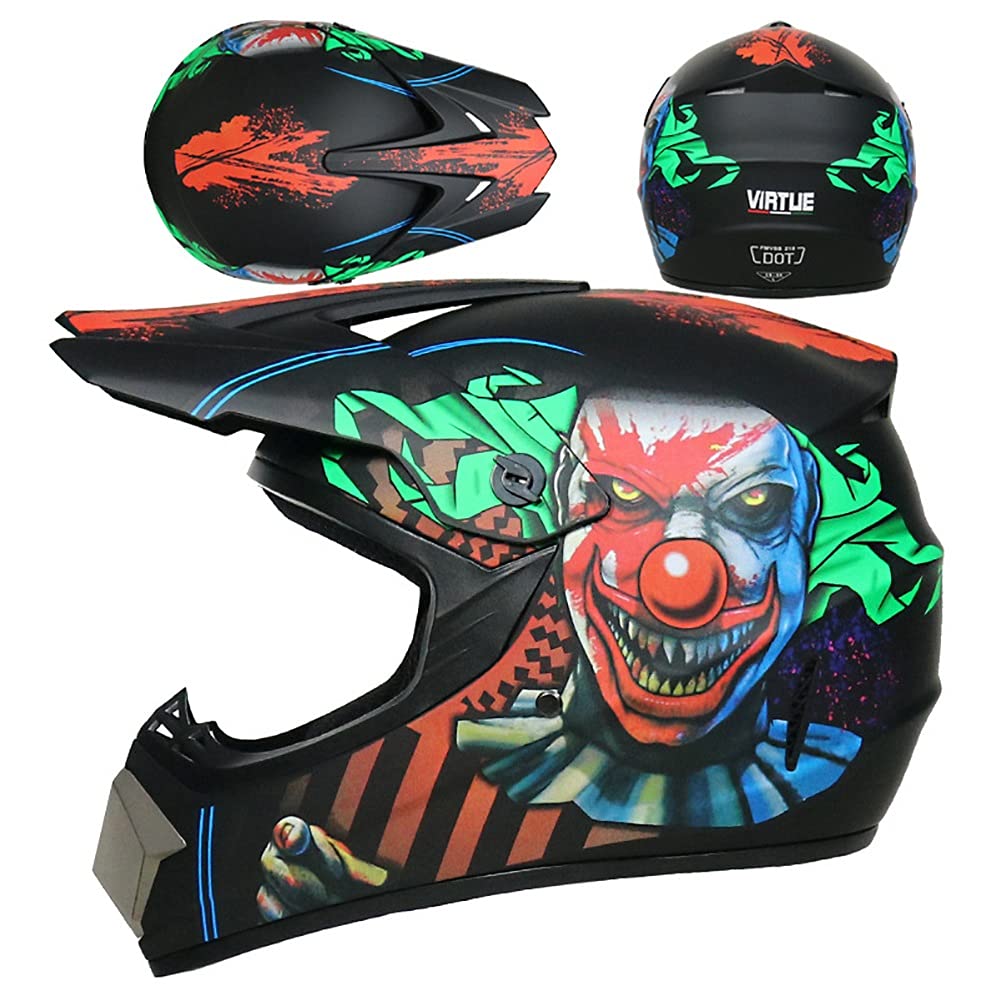 Cara Completa MTB Casco de Motocross, con Gafas Guantes Mascarilla, Juventud Niños BMX Moto ATV Scooter Casco, Doble Deporte Cuesta Abajo Quad Dirt Bike Enduro Chocar Casco