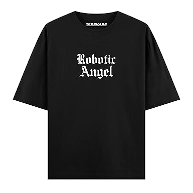 Buy TEESHADE Robotic Angel Gothic Graphic Oversized T-Shirt, Black