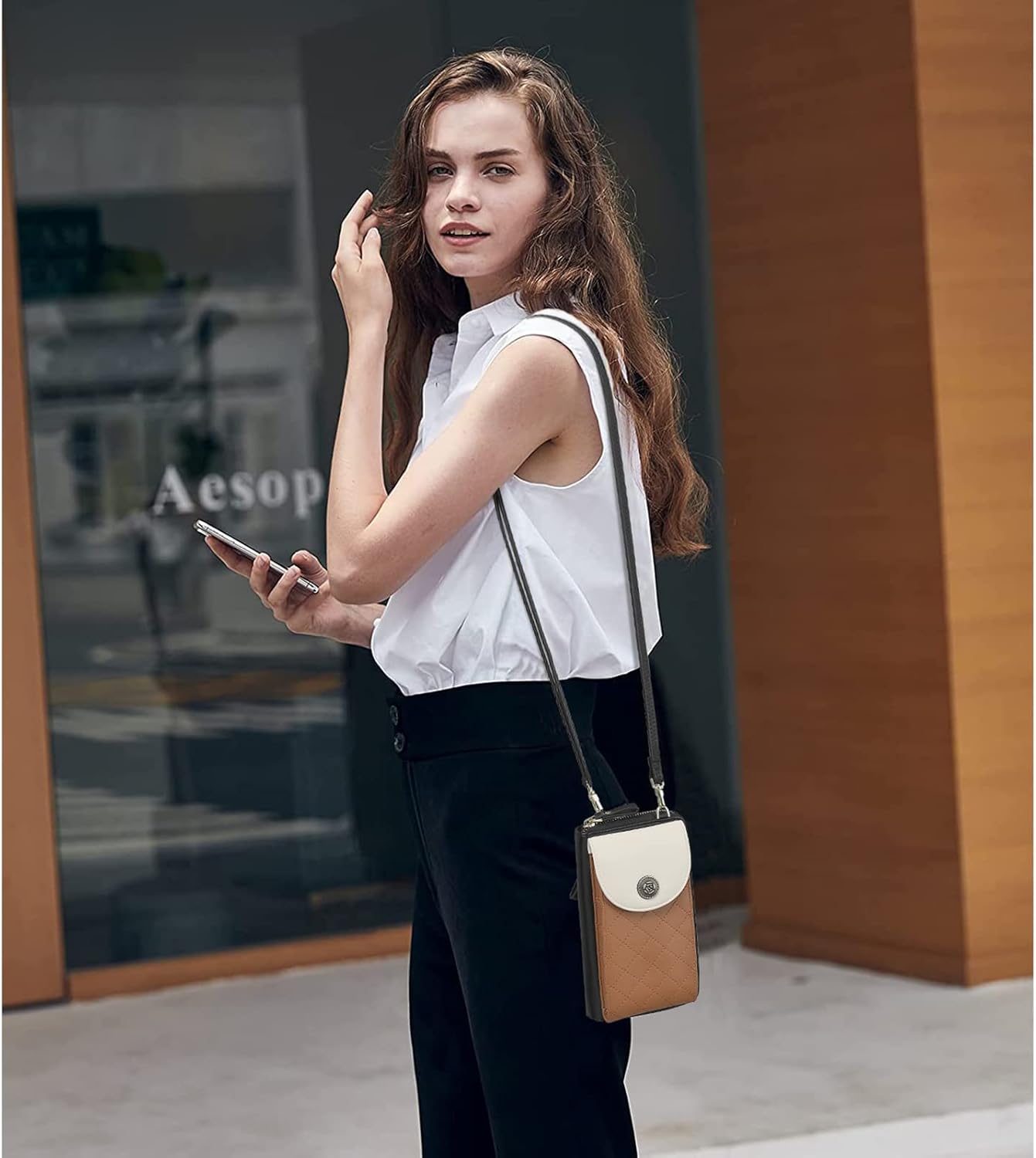 BROMEN Small Cell Phone Purse Crossbody Bags for Women Vegan Leather Wallet Purse with Credit Card Holder - Image 2