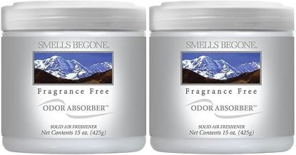 SMELLS BEGONE Air Freshener Odor Absorber Gel - Absorbs and Eliminates Odor in Pet Areas, Bathrooms, Cars, & Boats - Fragrance Free - 15 Ounce - 2 Pack