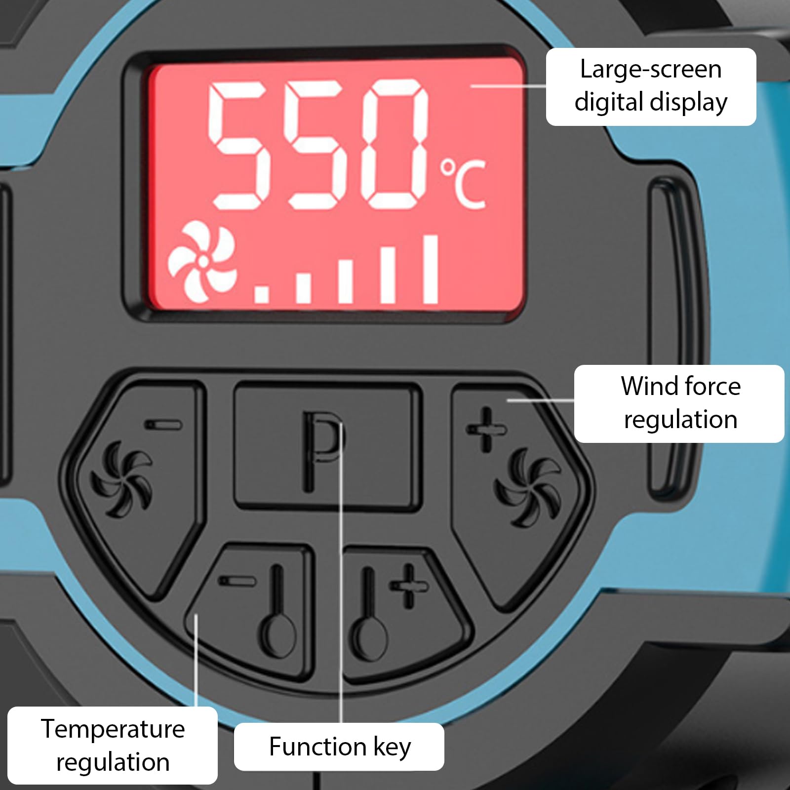 Pistolet à air chaud sans fil Bosch 18 V 50-550 °C écran LCD 4 buses acier inoxydable température réglable contrôle air