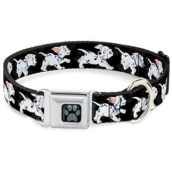 Buckle-Down DC-WDY178-M DYFK Dalmatian Paw Full Color Black/Gray Dog Collar, Medium/11-17