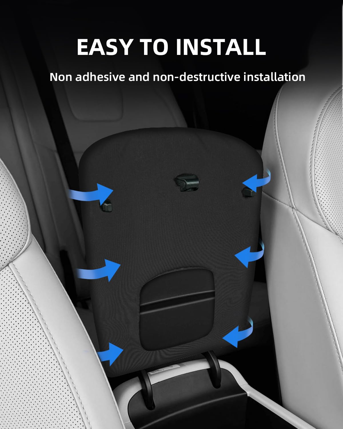 Copribracciolo per Hyundai Tucson NX4 2025 2026 (Elettronico Automatico) Custodia di Protezione del Bracciolo Centrale in Pelle PU Ispessita, Copertura Sollevare Bracciolo di 3CM, Nero