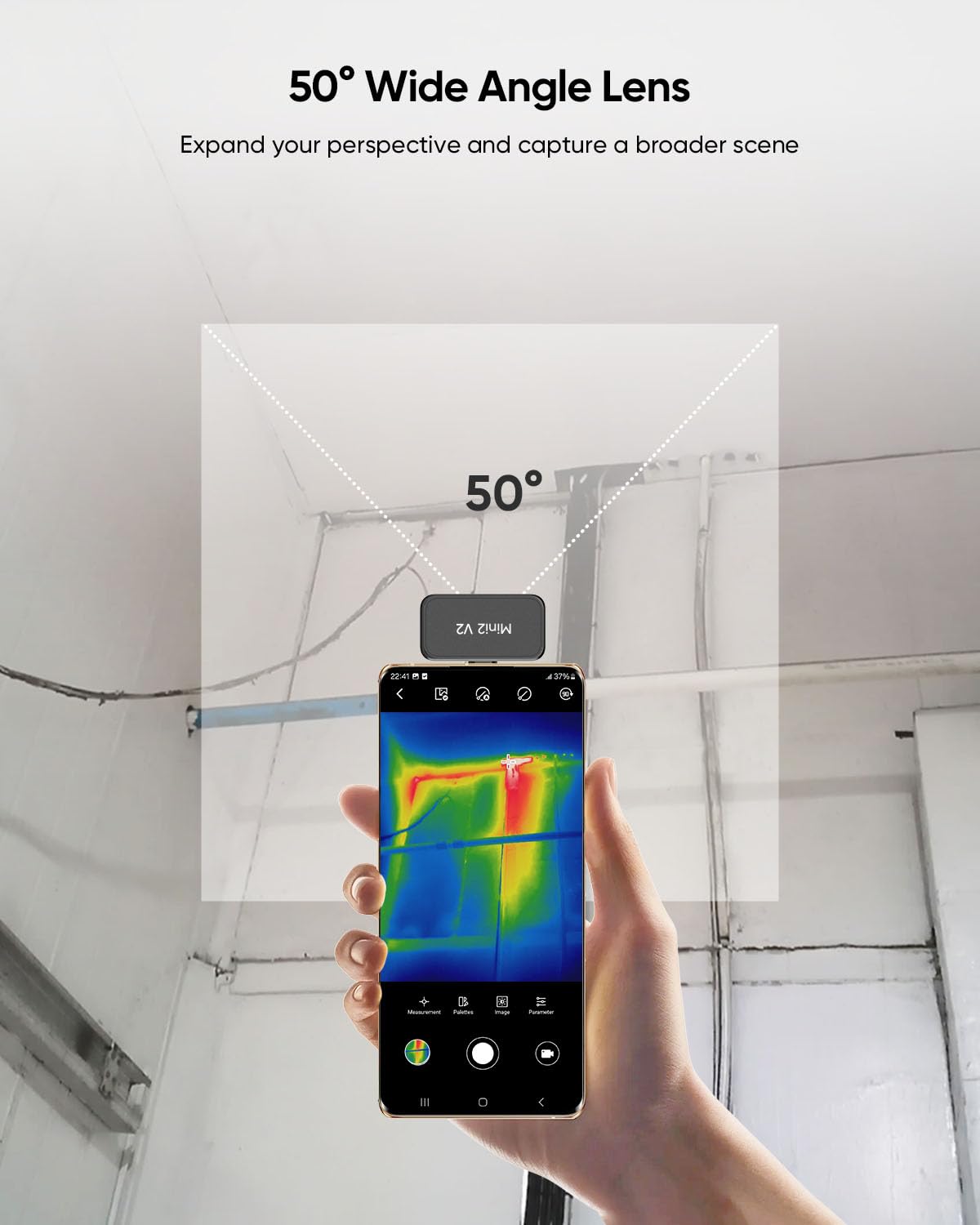 Termocamera HIKMICRO Mini2 per Android, risoluzione IR 256 x 192, frequenza immagine 25Hz, FOV 50°, termocamera a infrarossi 49.152 pixel, da -4 °F a 622 °F, USB-C