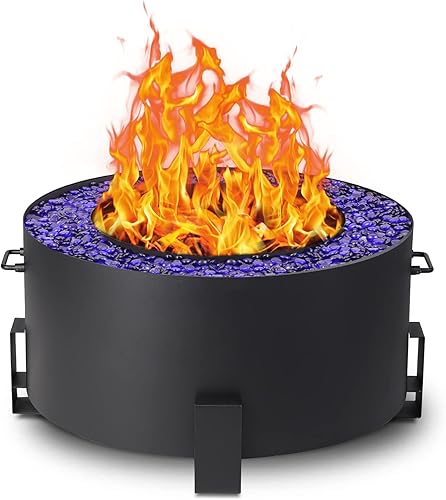 MAGIC UNION Fogata sin humo para exterior, hoguera de 27 pulgadas de diámetro, quemadora de leña para estufa de campamento, portátil, hoguera de