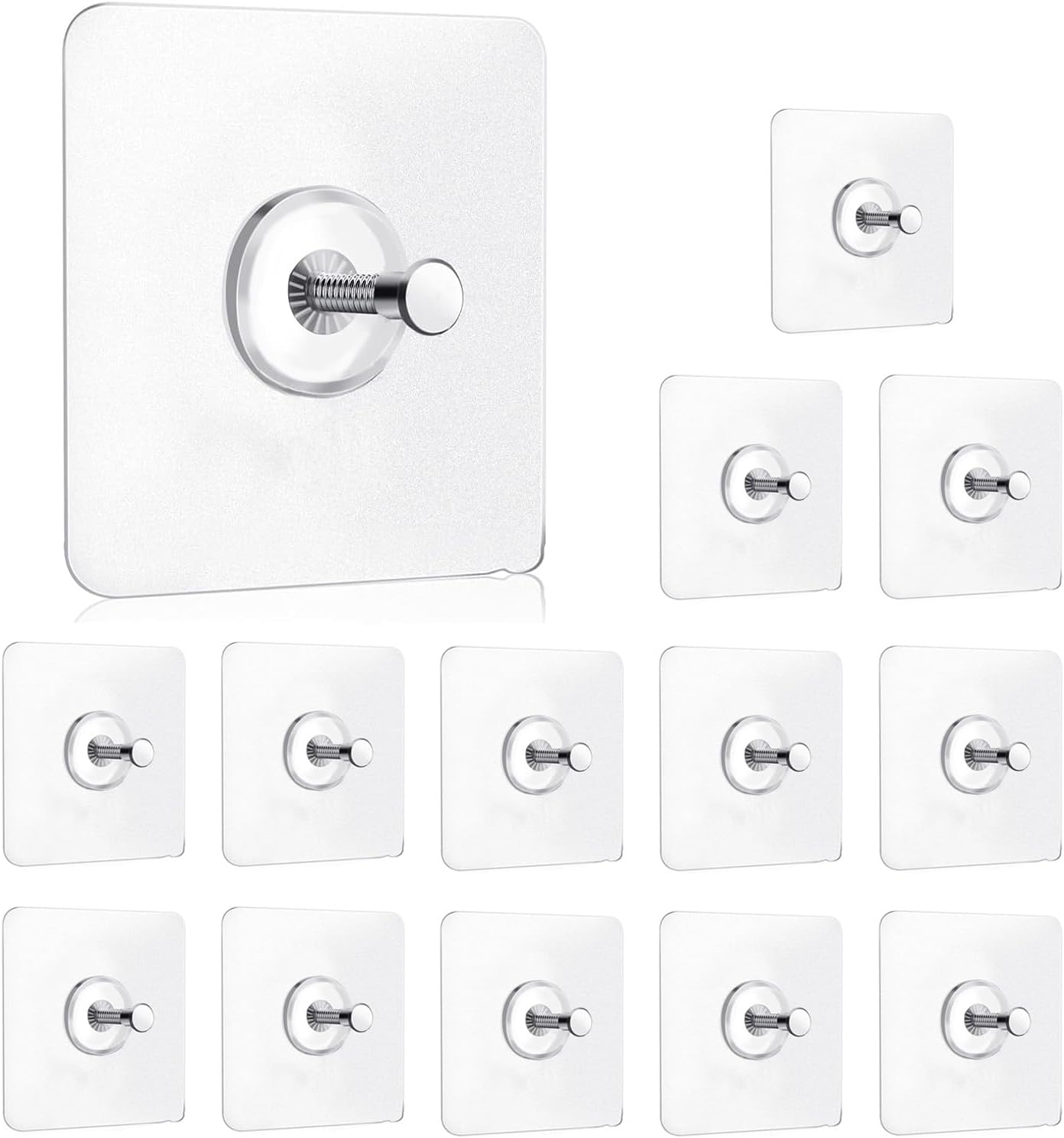 14 Pack Adhesive Wall Hooks, Wall Hangers Without Nails, No Damage Picture Hooks Waterproof and Rustproof to use Inside Kitchen, Bathroom, Home and Office