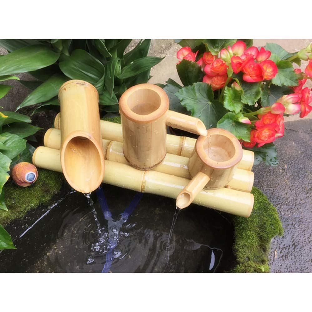 Fontana da Giardino in bambù Fontana in bambù Zen con Pompa, Fontana Versatile per Interni ed Esterni, Lunghezza 45 cm