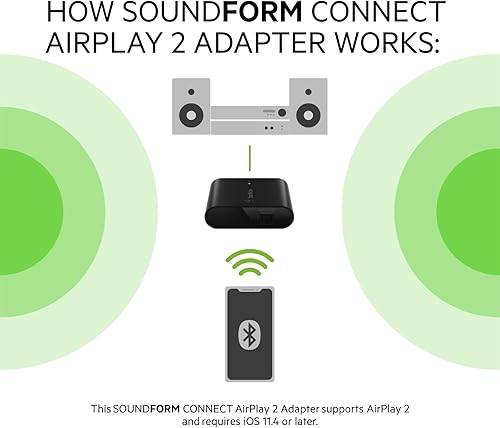 Miniatura 2 de Belkin SoundForm Connect AirPlay 2 Adaptador y receptor Airplay 2 - Transmisión inalámbrica para dispositivos Apple a altavoces Bluetooth - Entradas