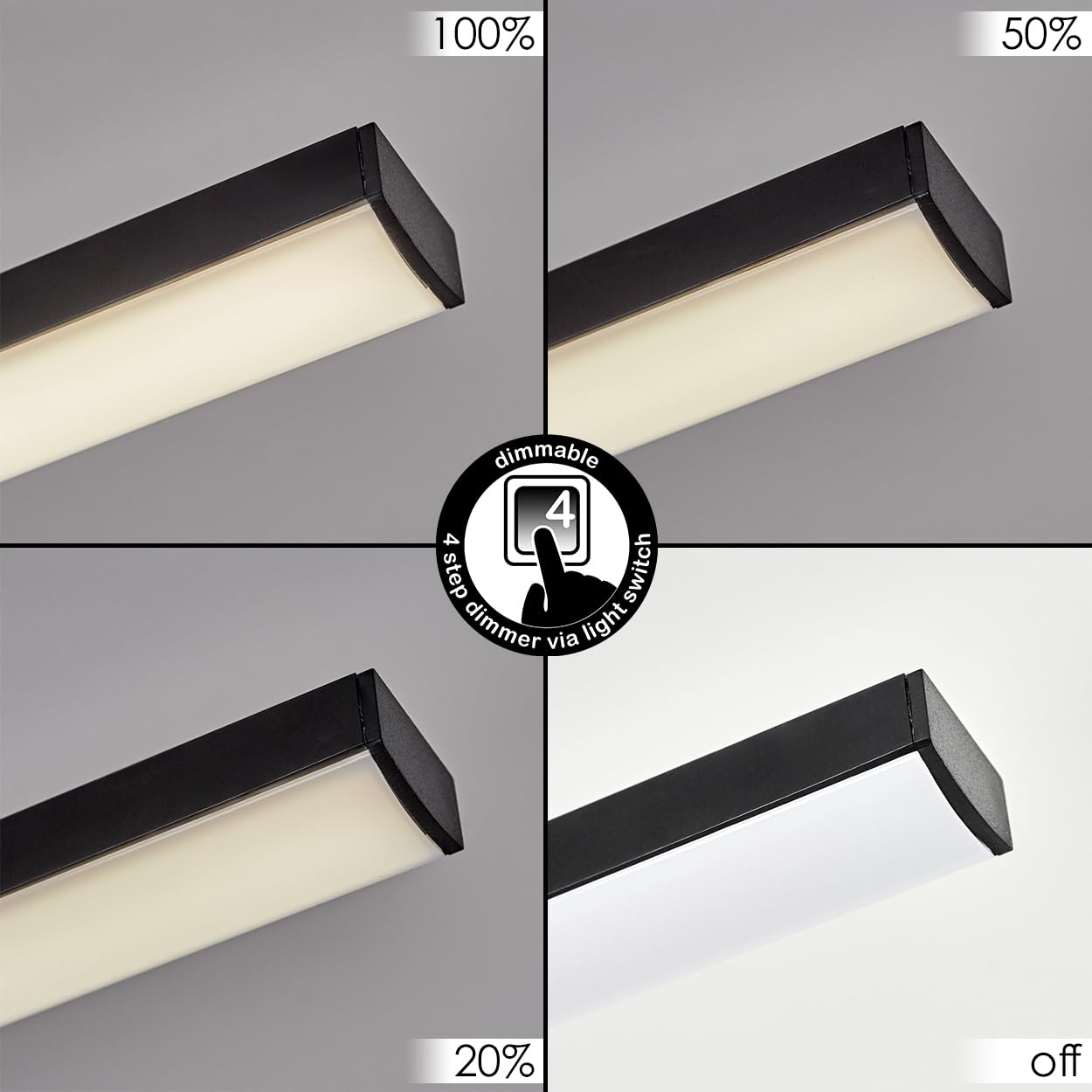 HOFSTEIN Lampa sufitowa LED Velon, ściemniana lampa sufitowa z metalu/tworzywa sztucznego w kolorze czarnym/białym, ściemniana za pomocą przełącznika ściennego, 22,5 W, 2500 lumenów, 4000 K, do
