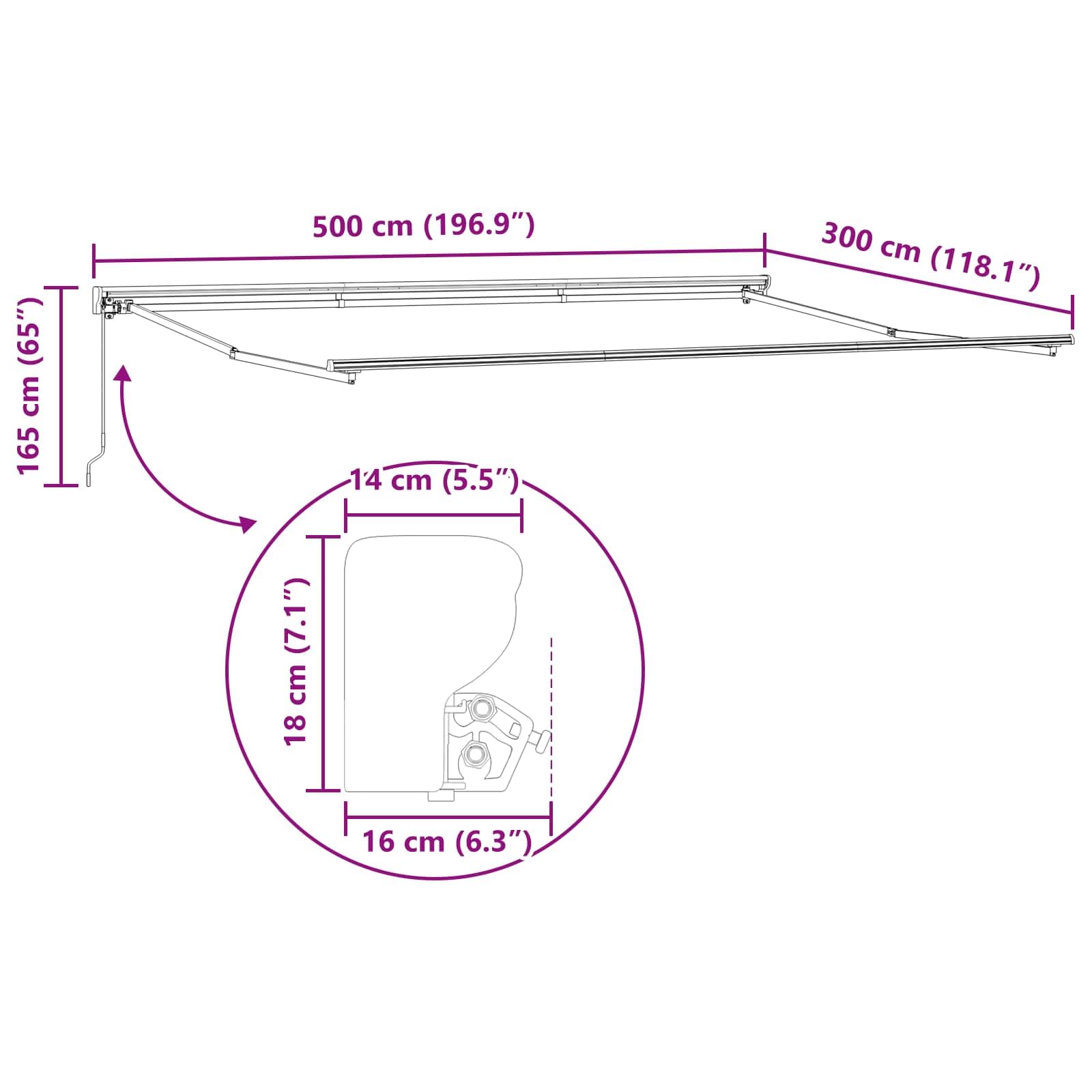 vidaXL Toldo retráctil Manual Gris Antracita 5 x 3 m