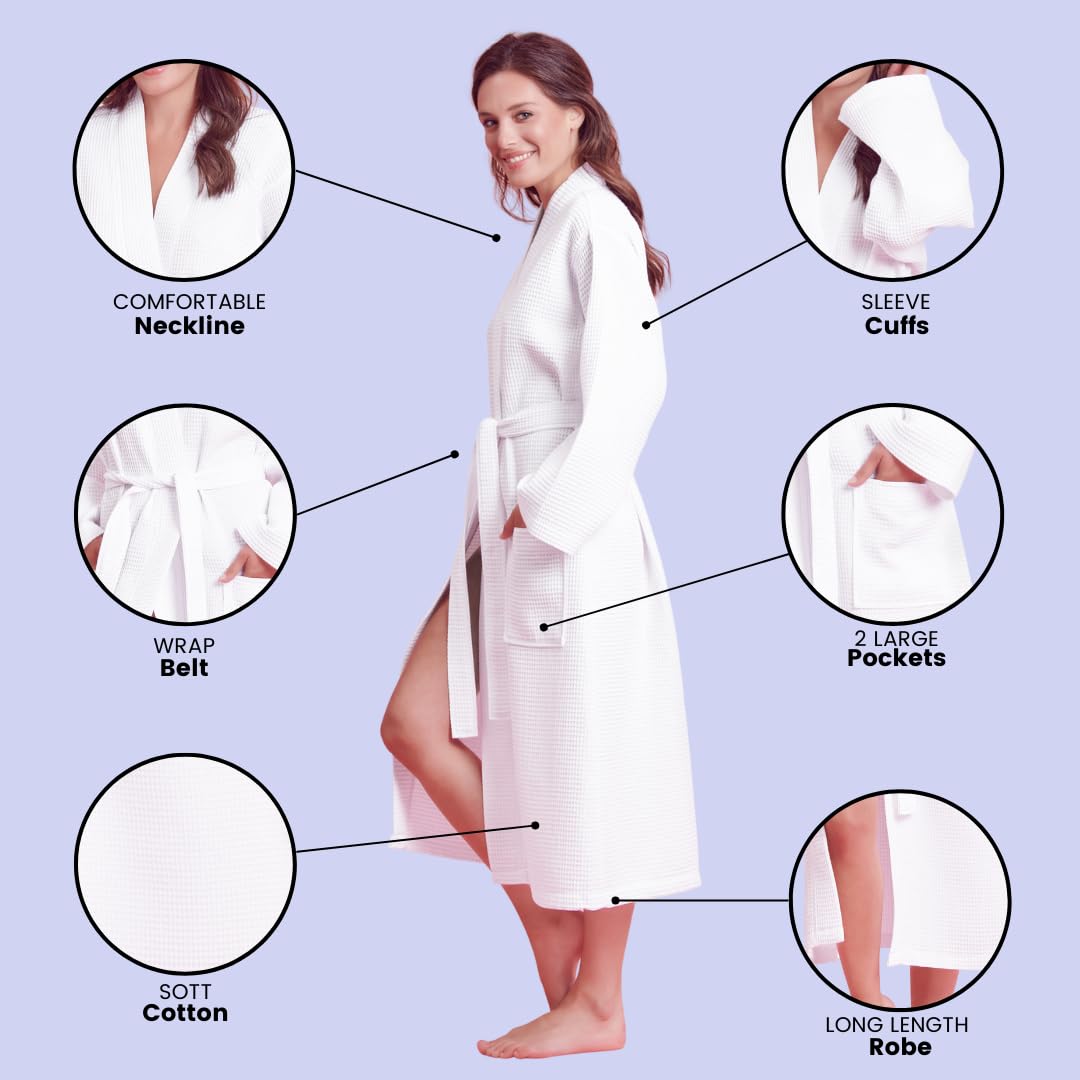 Luksusowy miękki chłonny lekki długi szlafrok kimono waflowy szlafrok spa dla kobiet
