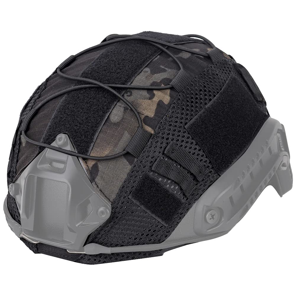 Ensemble de Casque Rapide, Équipement de Protection Style Militaire avec écouteur Tactique et Couvercle Casque, pour La Chasse en Plein Air Airsoft Paintball (Pas de réduction de Bruit)