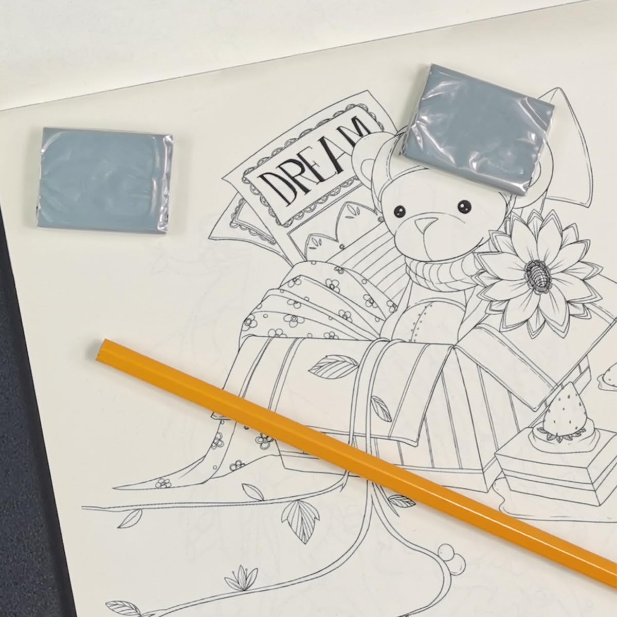 Set da 4 pezzi di gomme impastabili per artisti, gomme per schizzi, disegni e uso in ufficio a scuola, colore grigio