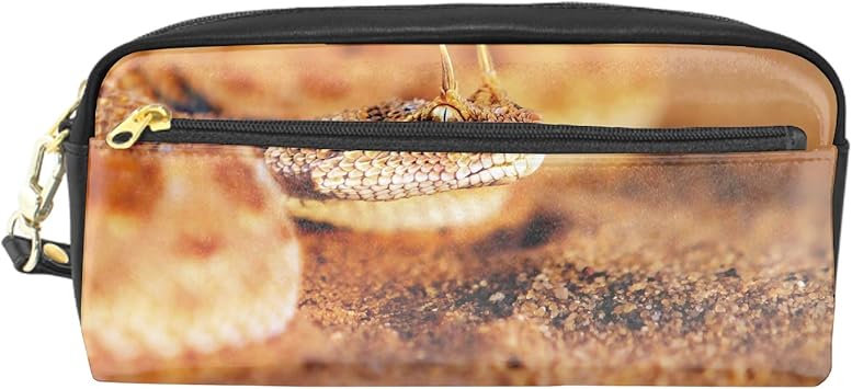 Amazon ペンケース 大容量 ペンバッグ 筆箱 ペンポーチ ジッパーとポケット付き プレゼント動物ヘビ爬虫類砂 ペンケース 文房具 オフィス用品