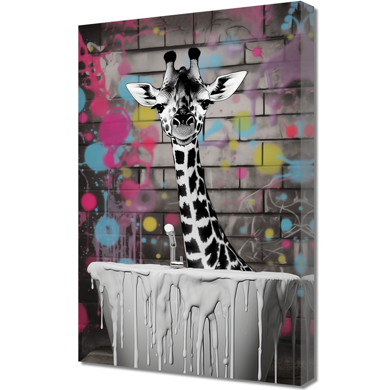 Amazon.co.jp: ZQQART キリンキャンバスウォールアート 黒と白のキリン 