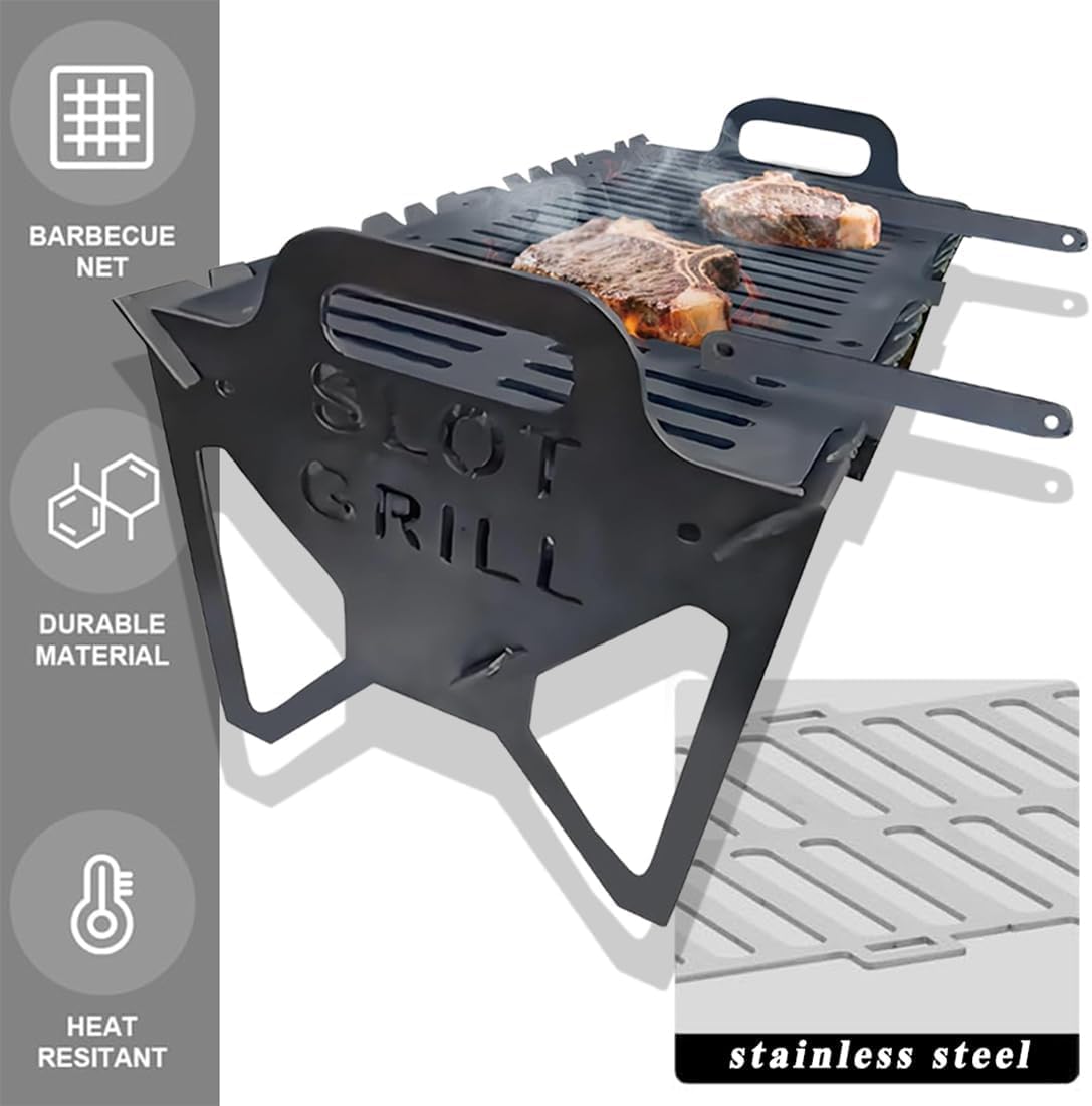 Griglia pieghevole per barbecue, in acciaio, portatile, leggera e compatta, per campeggio, viaggi, feste, cucina all'aperto (2 pezzi)