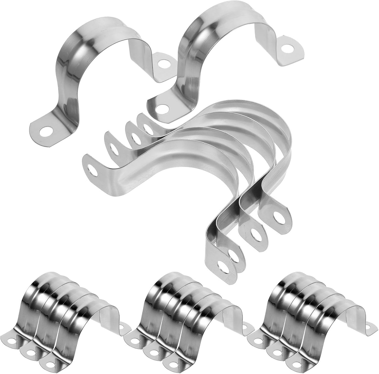 jojofuny 100pcs 304 Stainless Steel U-type Tube Tension Clamps Metal U Brackets Heavy Duty Wire Strap Clips for Pipe and Cord Installation