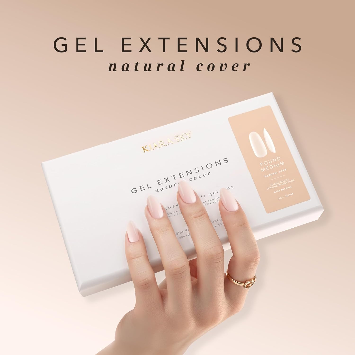 Kiara Sky Gel Nail Extension Tips – Natural Cover, 504 pieces, Sculpted - Stiletto shape, Extra Large (XL)