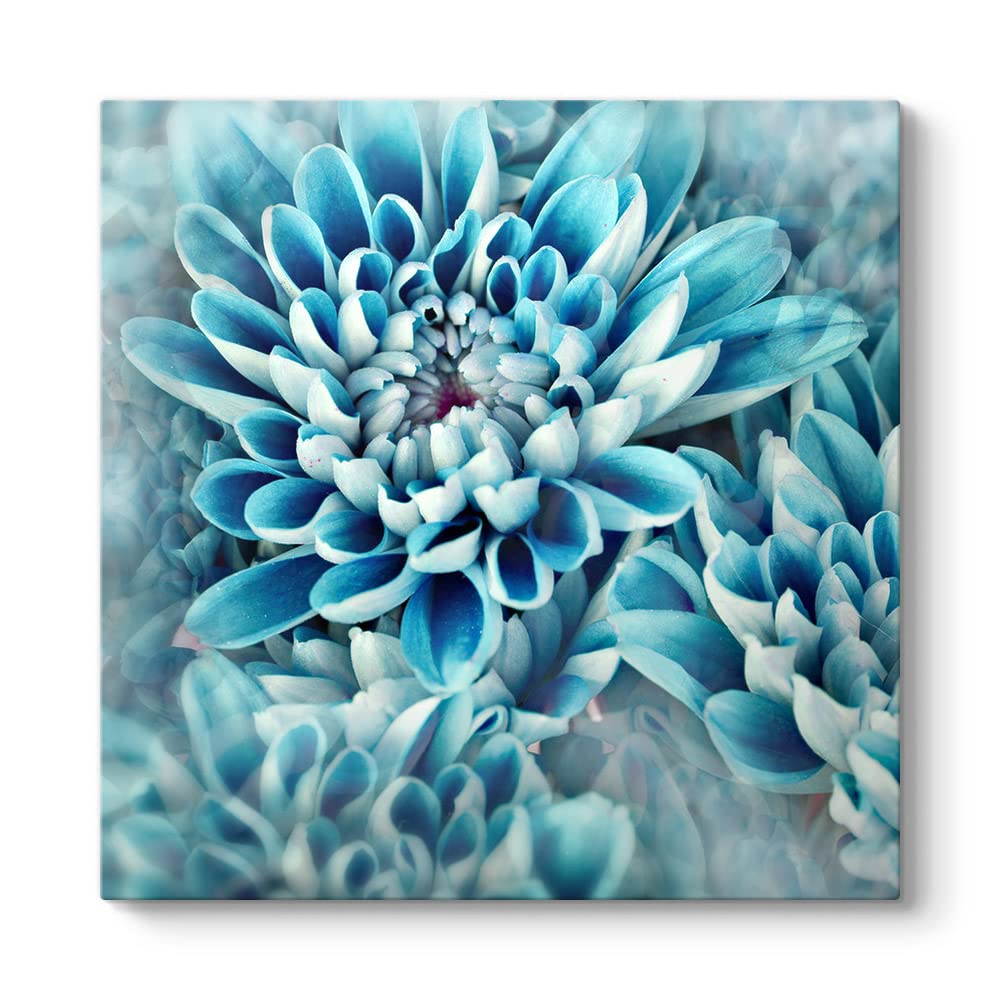 Turkuaz Çiçek Yaprakları Tablosu 60 x 60
